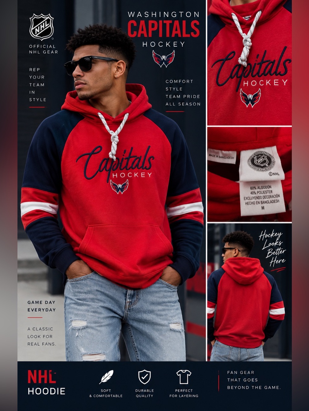 NHL Washington Capitals Pullover Hoodie - Red & Navy